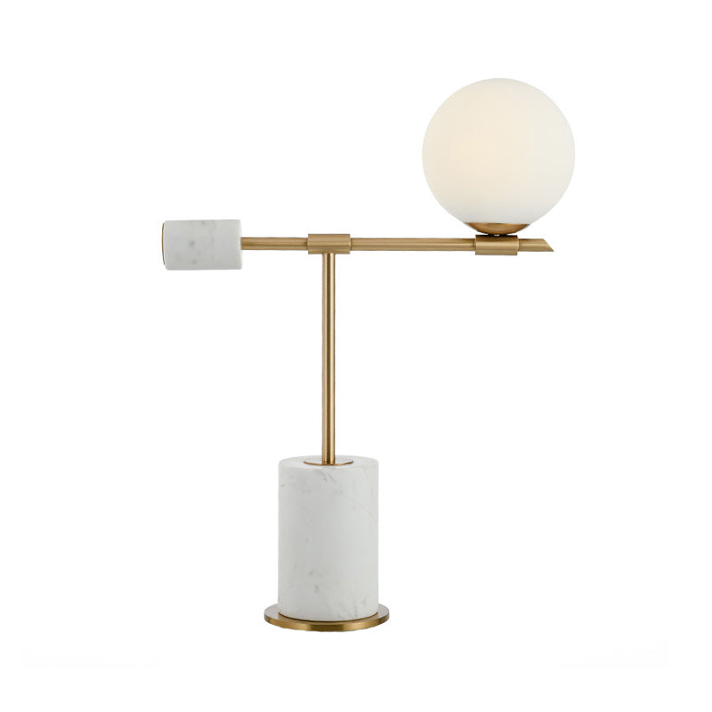 Modernist 1 Head Task Lighting Gold Spherical Night Table Lamp with White Glass Shade Clearhalo 'Lamps' 'Table Lamps' Lighting' 400504