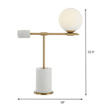 Modernist 1 Head Task Lighting Gold Spherical Night Table Lamp with White Glass Shade Clearhalo 'Lamps' 'Table Lamps' Lighting' 400505