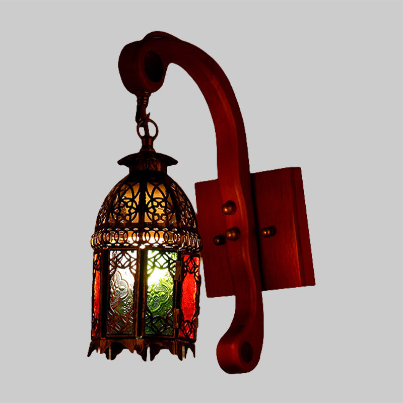 Metallic Copper Wall Light Fixture Lantern 1 Head Antiqued Wall Sconce Lamp for Bedroom Copper Clearhalo 'Wall Lamps & Sconces' 'Wall Lights' Lighting' 400506