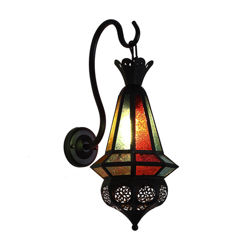 Antiqued Cone Wall Mount Lighting 1-Bulb Iron Wall Sconce Lamp in Black for Corner Clearhalo 'Wall Lamps & Sconces' 'Wall Lights' Lighting' 400523