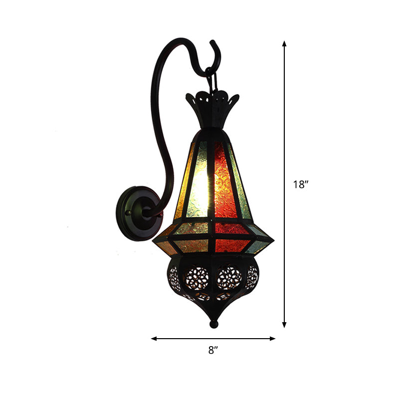 Antiqued Cone Wall Mount Lighting 1-Bulb Iron Wall Sconce Lamp in Black for Corner Clearhalo 'Wall Lamps & Sconces' 'Wall Lights' Lighting' 400524