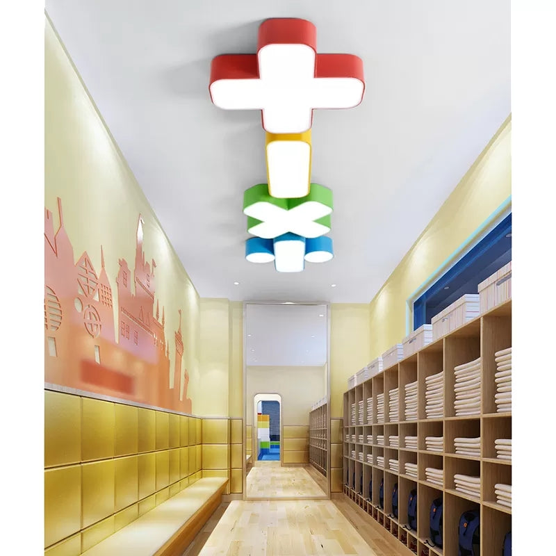 18"/23.5" W Red/Yellow/Blue/Green Symbol Shade Ceiling Light Kids Acrylic Flush Mount Lamp in Warm/White Light 18" Clearhalo 'Ceiling Lights' 'Close To Ceiling Lights' 'Close to ceiling' 'Flush mount' Lighting' 40053