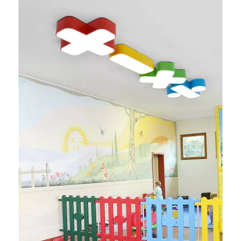 18"/23.5" W Red/Yellow/Blue/Green Symbol Shade Ceiling Light Kids Acrylic Flush Mount Lamp in Warm/White Light Clearhalo 'Ceiling Lights' 'Close To Ceiling Lights' 'Close to ceiling' 'Flush mount' Lighting' 40054