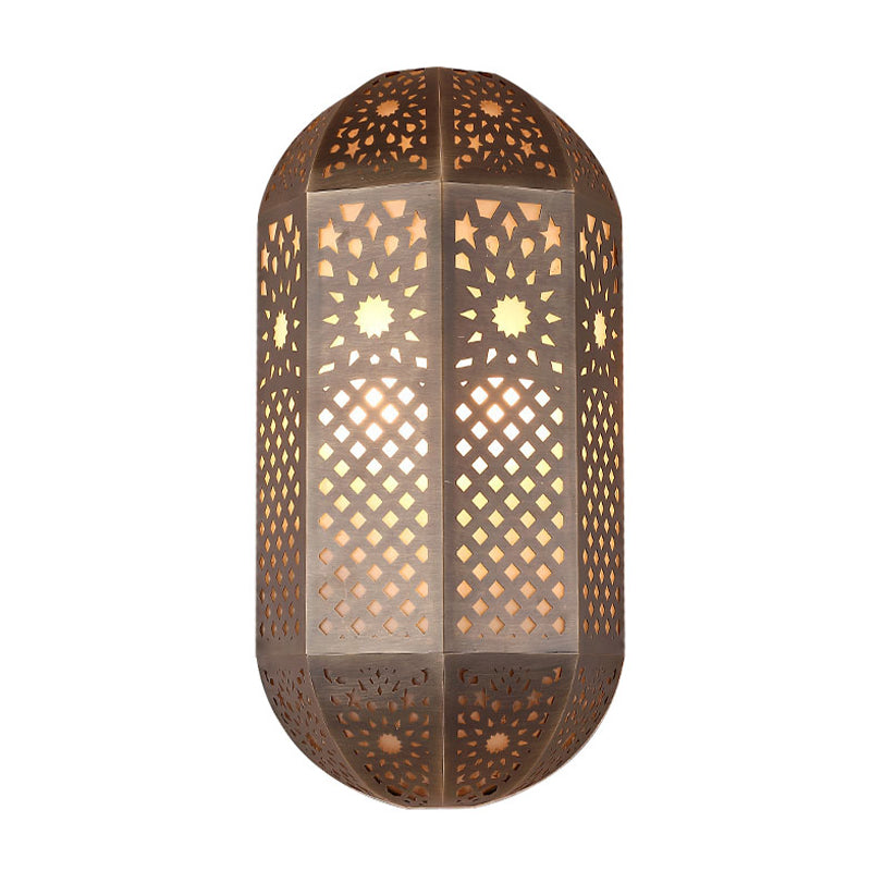 Half-Capsule Metallic Sconce Lighting Antiqued 2 Heads Corridor Flush Wall Mount Lamp in Brass Clearhalo 'Wall Lamps & Sconces' 'Wall Lights' Lighting' 400548