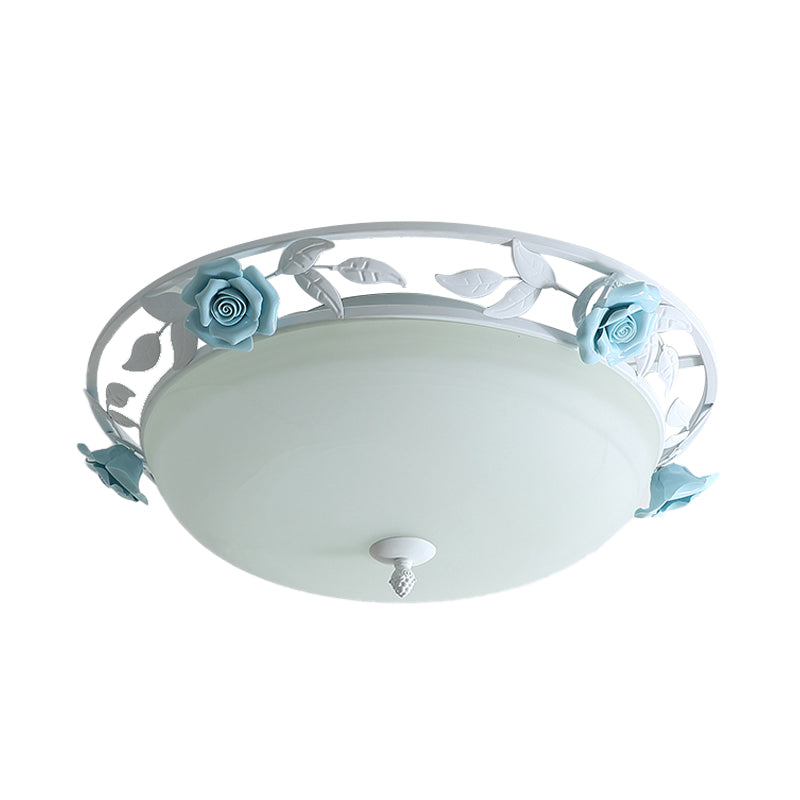 16"/19.5" Width Dome Bedroom Ceiling Lighting Countryside Metal LED White Flush Mount Light Fixture Clearhalo 'Ceiling Lights' 'Close To Ceiling Lights' 'Close to ceiling' 'Flush mount' Lighting' 400681