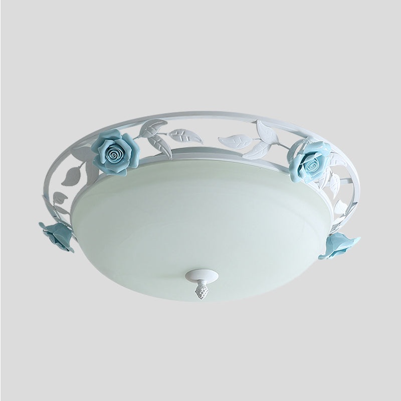 16"/19.5" Width Dome Bedroom Ceiling Lighting Countryside Metal LED White Flush Mount Light Fixture Clearhalo 'Ceiling Lights' 'Close To Ceiling Lights' 'Close to ceiling' 'Flush mount' Lighting' 400682