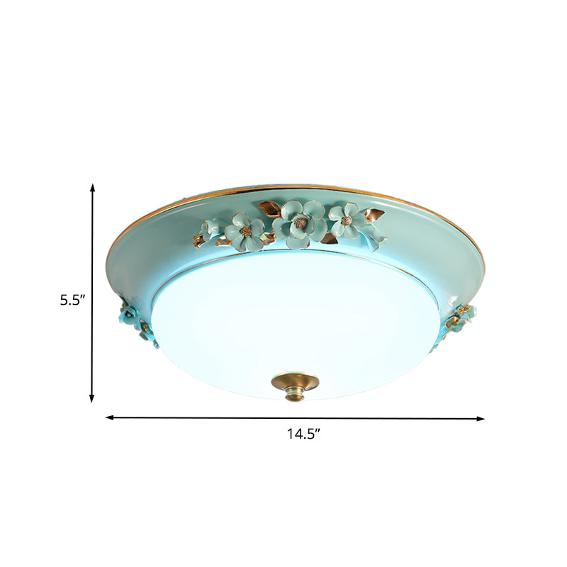 White 1 Head Ceiling Light Fixture Countryside Metal Dome LED Flush Mount Lighting for Bedroom, 12"/14.5"/17" Wide Clearhalo 'Ceiling Lights' 'Close To Ceiling Lights' 'Close to ceiling' 'Flush mount' Lighting' 400693