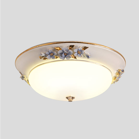 Metal White Ceiling Mounted Light Bowl 1 Head Korean Flower LED Flush Mount Lighting Fixture, 12"/14.5"/17" W Clearhalo 'Ceiling Lights' 'Close To Ceiling Lights' 'Close to ceiling' 'Flush mount' Lighting' 400698