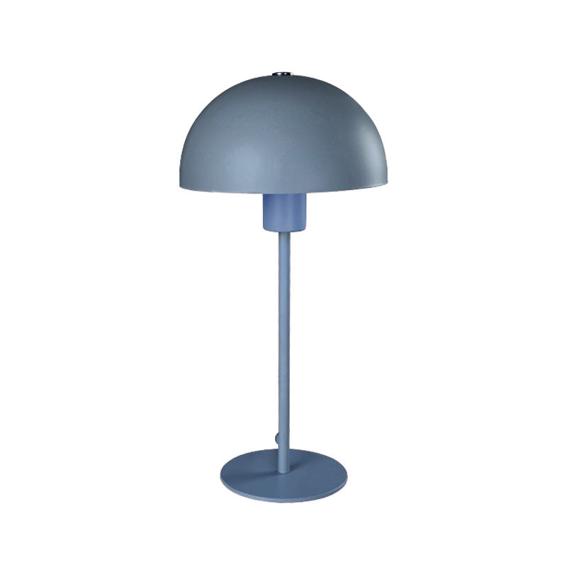 1 Head Study Task Lighting Mocaron Blue Small Desk Lamp with Hemisphere Metal Shade Clearhalo 'Lamps' 'Table Lamps' Lighting' 400759