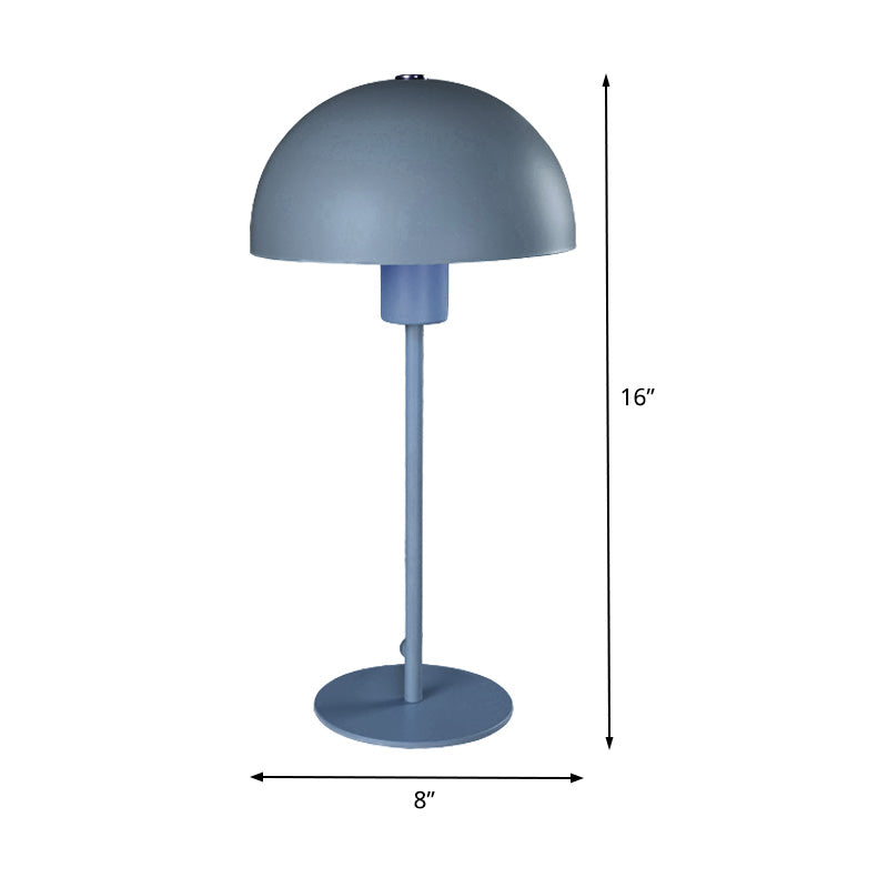 1 Head Study Task Lighting Mocaron Blue Small Desk Lamp with Hemisphere Metal Shade Clearhalo 'Lamps' 'Table Lamps' Lighting' 400760