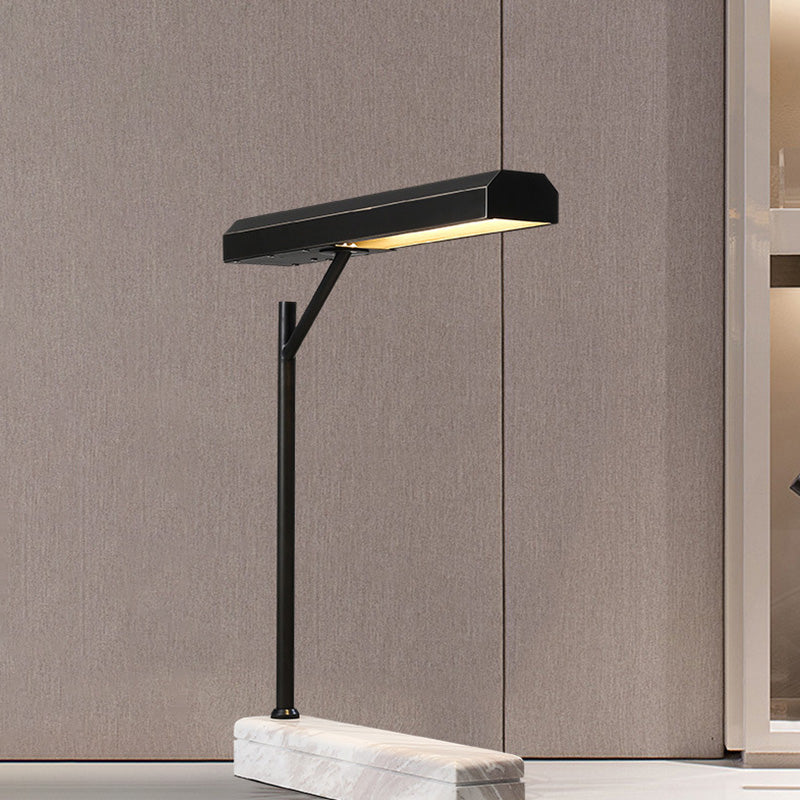 Metal Shaded Desk Light Modernist LED Night Table Lamp in Black with Marble Base Black Clearhalo 'Lamps' 'Table Lamps' Lighting' 400766