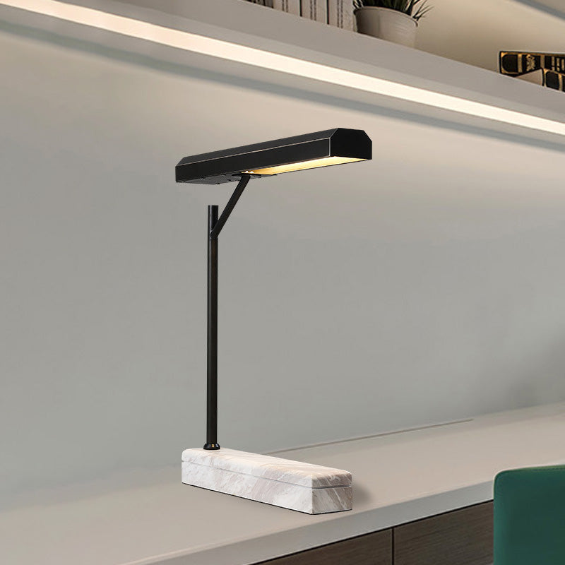 Metal Shaded Desk Light Modernist LED Night Table Lamp in Black with Marble Base Clearhalo 'Lamps' 'Table Lamps' Lighting' 400768