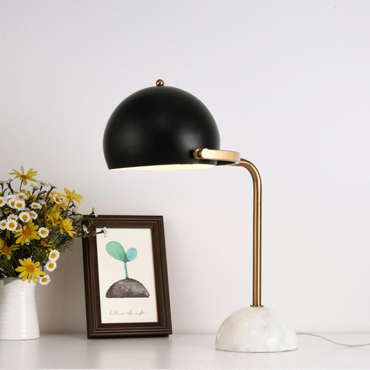 Dome Task Lighting Modernism Metal 1 Head Black Reading Book Light with Curved Arm Clearhalo 'Lamps' 'Table Lamps' Lighting' 400783