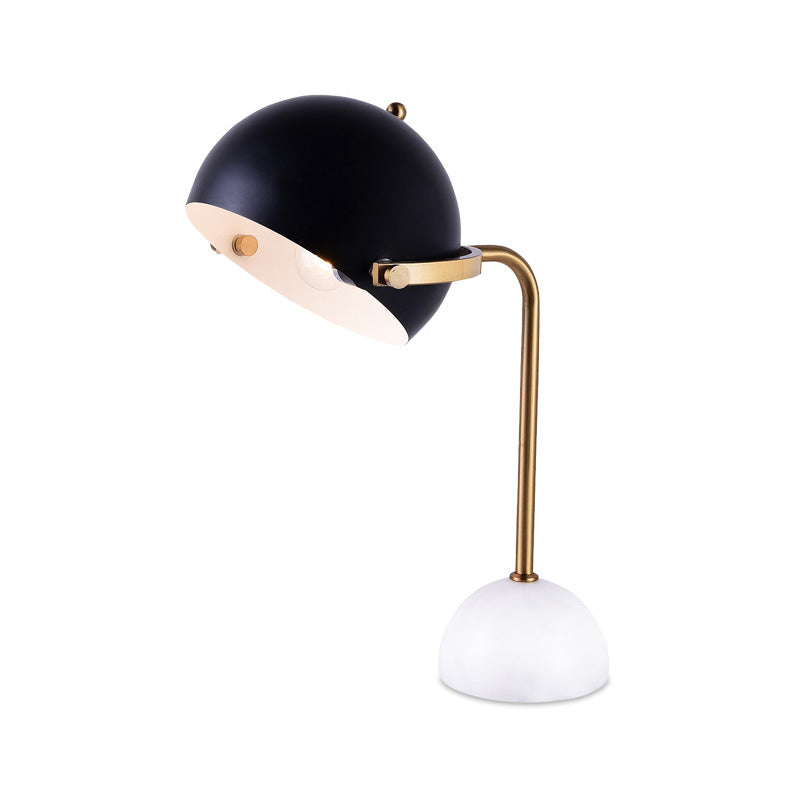 Dome Task Lighting Modernism Metal 1 Head Black Reading Book Light with Curved Arm Clearhalo 'Lamps' 'Table Lamps' Lighting' 400784