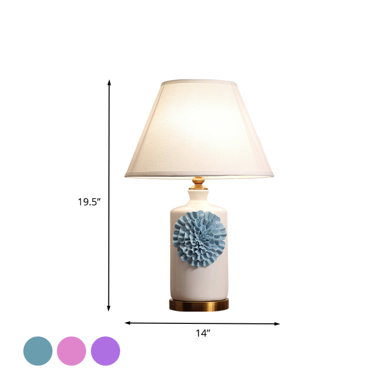 19.5"/23.5" Long 1 Bulb Cone/Bell Table Light Pastoral Sky Blue/Purple/Pink Metal Nightstand Lamp for Bedroom Clearhalo 'Lamps' 'Table Lamps' Lighting' 400795