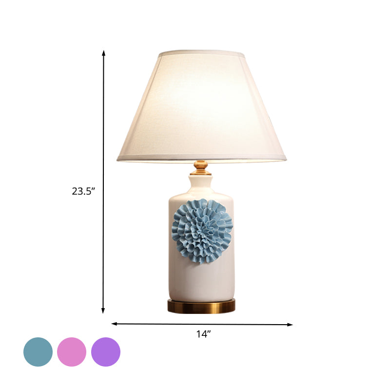 19.5"/23.5" Long 1 Bulb Cone/Bell Table Light Pastoral Sky Blue/Purple/Pink Metal Nightstand Lamp for Bedroom Clearhalo 'Lamps' 'Table Lamps' Lighting' 400796