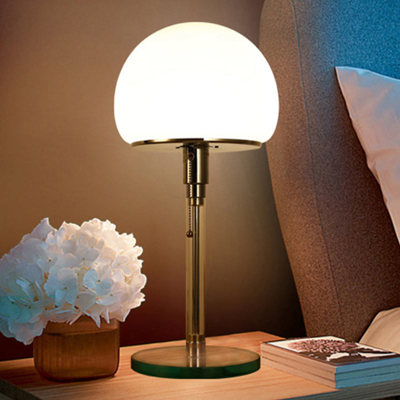 Domed Nightstand Lamp Contemporary White Glass 1 Bulb Reading Book Light in Blue Clearhalo 'Lamps' 'Table Lamps' Lighting' 400838