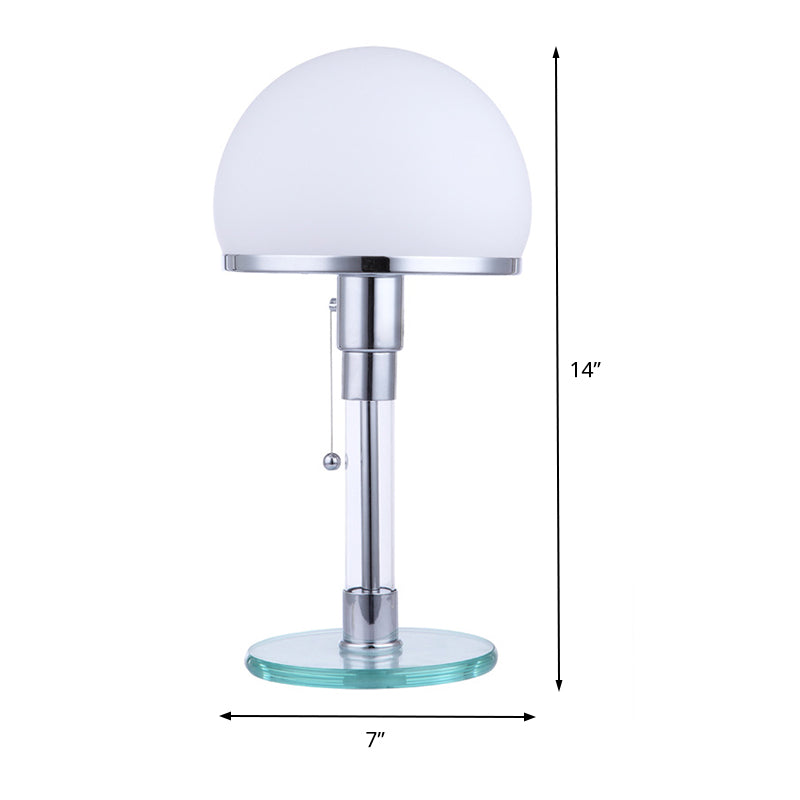 Domed Nightstand Lamp Contemporary White Glass 1 Bulb Reading Book Light in Blue Clearhalo 'Lamps' 'Table Lamps' Lighting' 400841