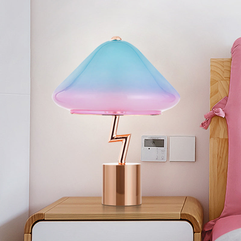 Mushroom Desk Light Modernist Pink and Blue Glass 1 Bulb Bedroom Night Table Lamp Pink-Blue Clearhalo 'Lamps' 'Table Lamps' Lighting' 400857