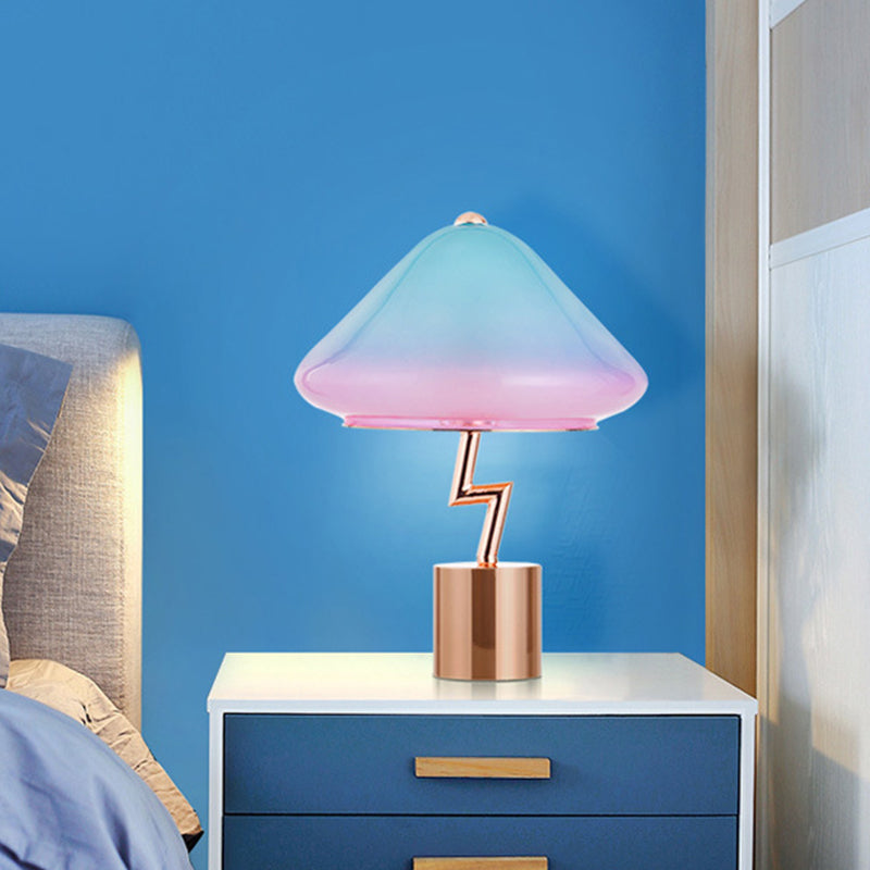 Mushroom Desk Light Modernist Pink and Blue Glass 1 Bulb Bedroom Night Table Lamp Clearhalo 'Lamps' 'Table Lamps' Lighting' 400859