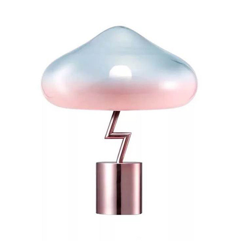 Mushroom Desk Light Modernist Pink and Blue Glass 1 Bulb Bedroom Night Table Lamp Clearhalo 'Lamps' 'Table Lamps' Lighting' 400860