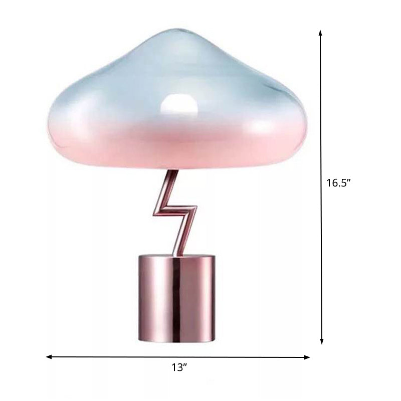 Mushroom Desk Light Modernist Pink and Blue Glass 1 Bulb Bedroom Night Table Lamp Clearhalo 'Lamps' 'Table Lamps' Lighting' 400861