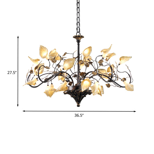 Metal Antique Bronze Pendant Chandelier Flower 25 Lights Countryside LED Down Lighting for Restaurant Clearhalo 'Ceiling Lights' 'Chandeliers' Lighting' options 400866