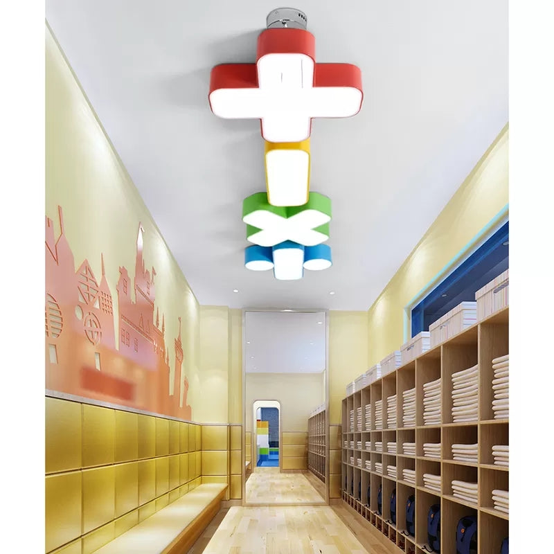 18"/24" W Plus/Minus/Multiply/Divide Shape Ceiling Lamp Modern Acrylic LED Ceiling Mount Chandelier in Red/Yellow/Blue/Green, Warm/White Light Clearhalo 'Ceiling Lights' 'Chandeliers' Lighting' options 40088_b8240860-d7f9-4d6f-aee6-7311e0653a97