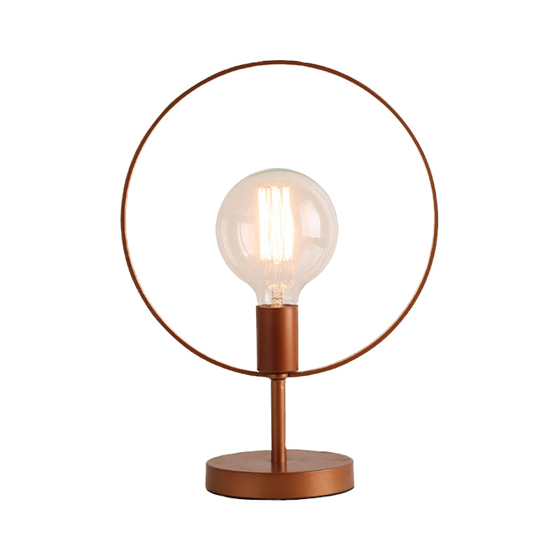 Circular Desk Lamp Modernist Metal 1 Head Reading Book Light in Burgundy for Study Clearhalo 'Lamps' 'Table Lamps' Lighting' 400938