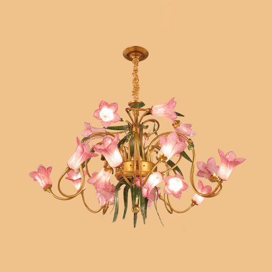 Lily Living Room Ceiling Chandelier Pastoral Metal 20 Heads Gold LED Hanging Light Fixture Clearhalo 'Ceiling Lights' 'Chandeliers' Lighting' options 400958