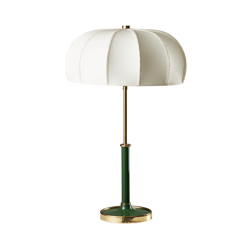 1 Head Shaded Task Lighting Contemporary Fabric Night Table Lamp in Green/White with Metal Base Clearhalo 'Lamps' 'Table Lamps' Lighting' 401153