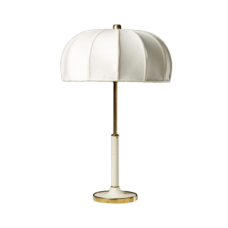 1 Head Shaded Task Lighting Contemporary Fabric Night Table Lamp in Green/White with Metal Base Clearhalo 'Lamps' 'Table Lamps' Lighting' 401157