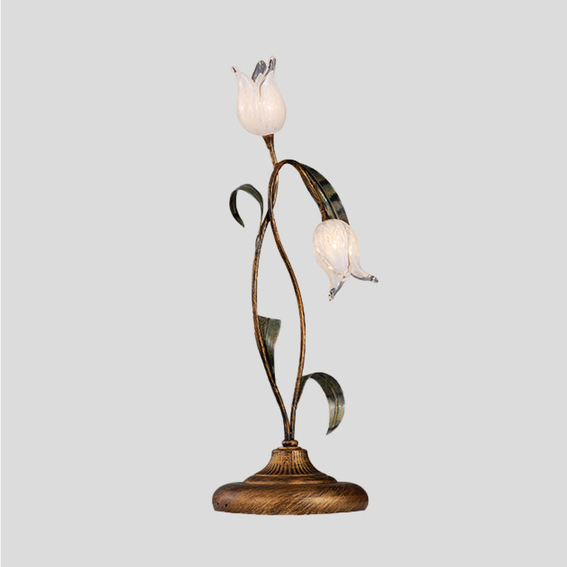 Brass 2/3/7 Heads Nightstand Lighting American Garden Metal Tulip LED Night Table Light for Living Room Clearhalo 'Lamps' 'Table Lamps' Lighting' 401663