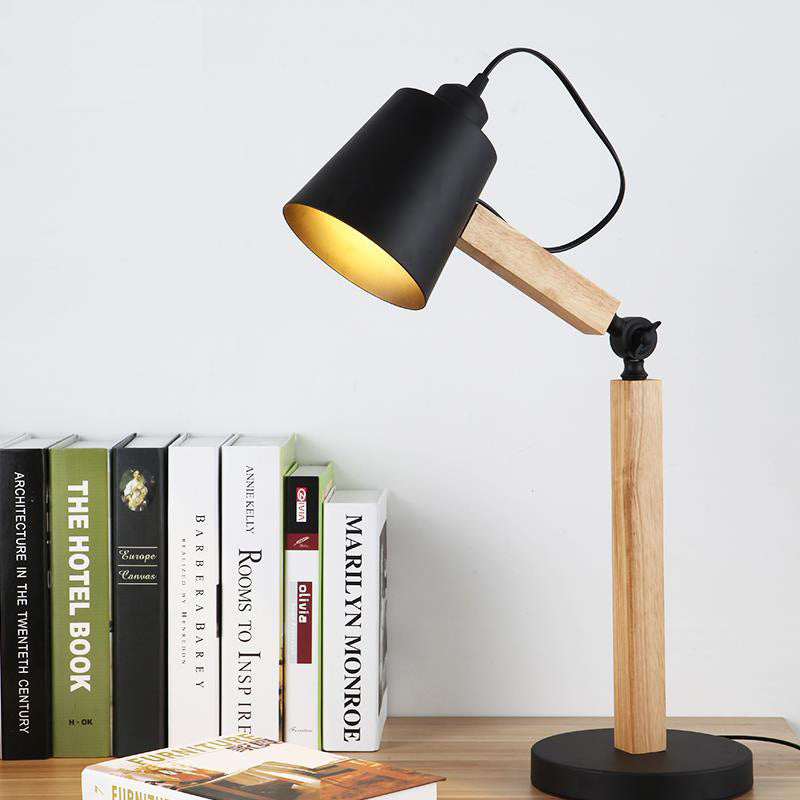 Metal Tapered Desk Light Modern 1 Head Night Table Lamp in White/Black with Rotating Node Clearhalo 'Lamps' 'Table Lamps' Lighting' 401927