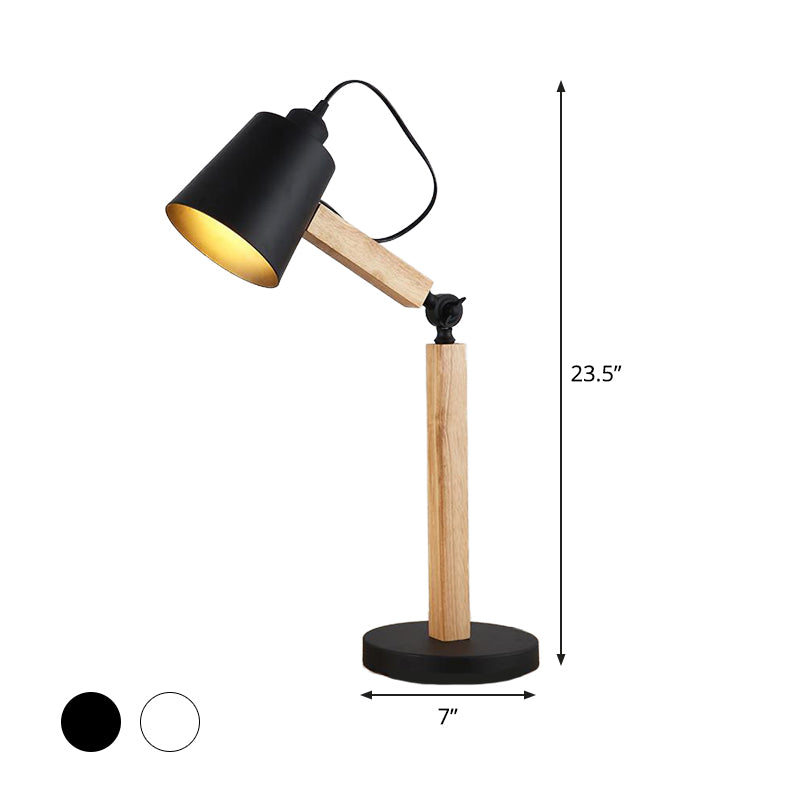 Metal Tapered Desk Light Modern 1 Head Night Table Lamp in White/Black with Rotating Node Clearhalo 'Lamps' 'Table Lamps' Lighting' 401930