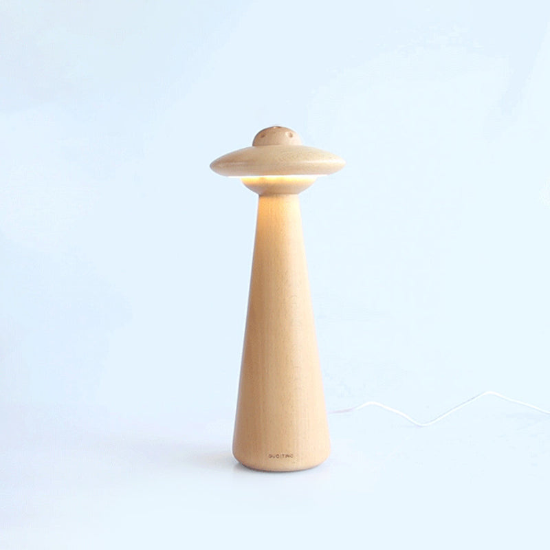 Modernist Mushroom Table Light Wood LED Small Desk Lamp in Beige for Living Room Clearhalo 'Lamps' 'Table Lamps' Lighting' 401977