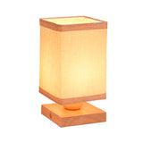 1 Head Dining Room Desk Lamp Chinese Wood Table Light with Rectangle Fabric Shade Clearhalo 'Lamps' 'Table Lamps' Lighting' 402026