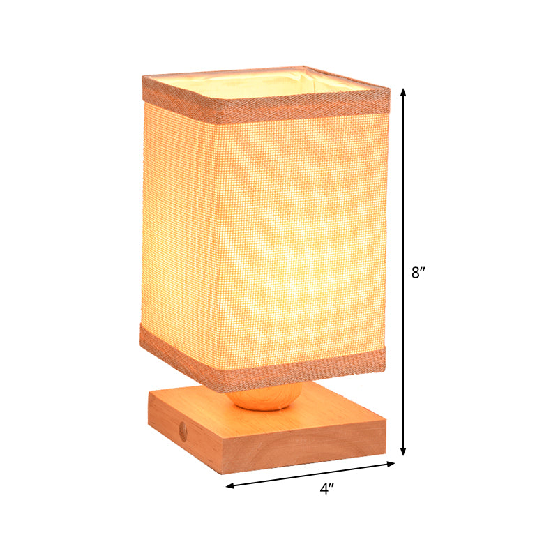 1 Head Dining Room Desk Lamp Chinese Wood Table Light with Rectangle Fabric Shade Clearhalo 'Lamps' 'Table Lamps' Lighting' 402027