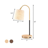 Fabric Barrel Desk Light Modern 1 Bulb Red Brown/Beige Night Table Lamp with Curvy Metal Arm Clearhalo 'Lamps' 'Table Lamps' Lighting' 402042