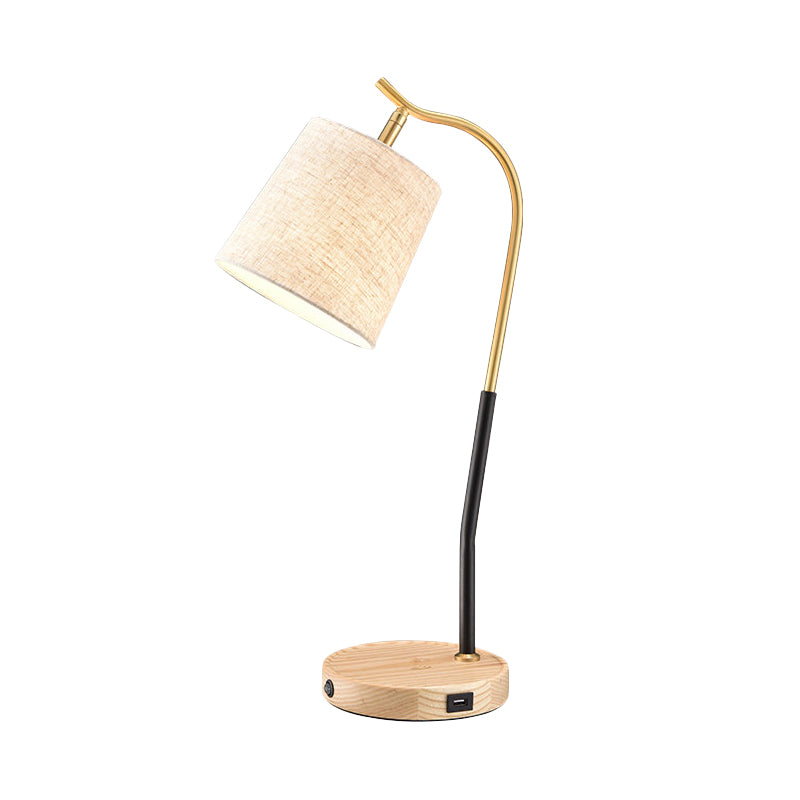 Flare Fabric Task Lighting Modernism 1 Bulb Red Brown/Beige Reading Lamp for Living Room Clearhalo 'Lamps' 'Table Lamps' Lighting' 402050