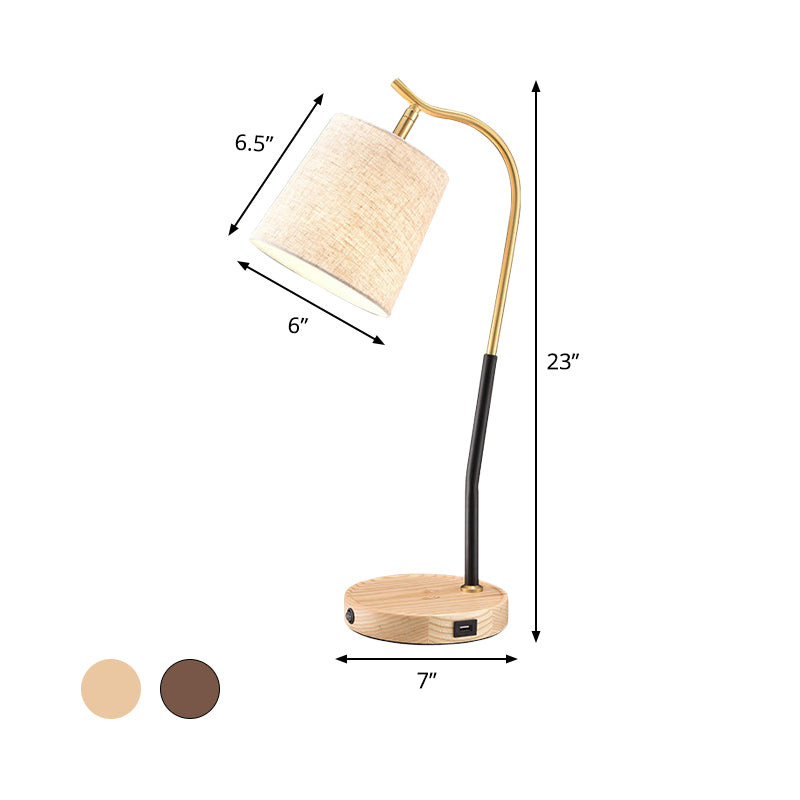 Flare Fabric Task Lighting Modernism 1 Bulb Red Brown/Beige Reading Lamp for Living Room Clearhalo 'Lamps' 'Table Lamps' Lighting' 402051