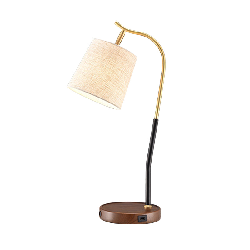 Flare Fabric Task Lighting Modernism 1 Bulb Red Brown/Beige Reading Lamp for Living Room Clearhalo 'Lamps' 'Table Lamps' Lighting' 402054