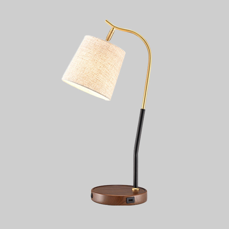 Flare Fabric Task Lighting Modernism 1 Bulb Red Brown/Beige Reading Lamp for Living Room Clearhalo 'Lamps' 'Table Lamps' Lighting' 402055