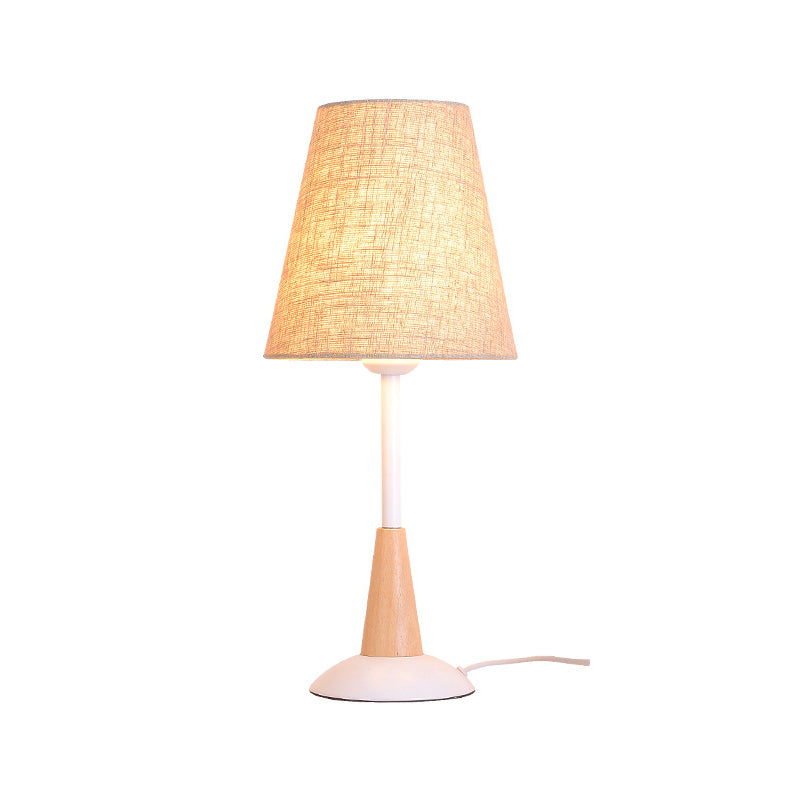 Contemporary 1 Head Table Light Flaxen Wide Flare Small Desk Lamp with Fabric Shade Clearhalo 'Lamps' 'Table Lamps' Lighting' 402074