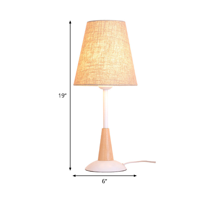 Contemporary 1 Head Table Light Flaxen Wide Flare Small Desk Lamp with Fabric Shade Clearhalo 'Lamps' 'Table Lamps' Lighting' 402075