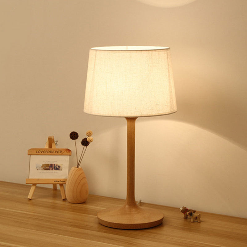 Tapered Drum Nightstand Lamp Contemporary Fabric 1 Bulb Reading Book Light in White Clearhalo 'Lamps' 'Table Lamps' Lighting' 402097