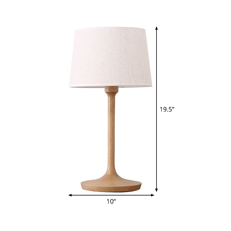 Tapered Drum Nightstand Lamp Contemporary Fabric 1 Bulb Reading Book Light in White Clearhalo 'Lamps' 'Table Lamps' Lighting' 402100