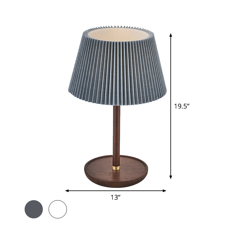 1 Bulb Living Room Table Lamp Modernism Blue/White Desk Light with Flared Fabric Shade Clearhalo 'Lamps' 'Table Lamps' Lighting' 402105