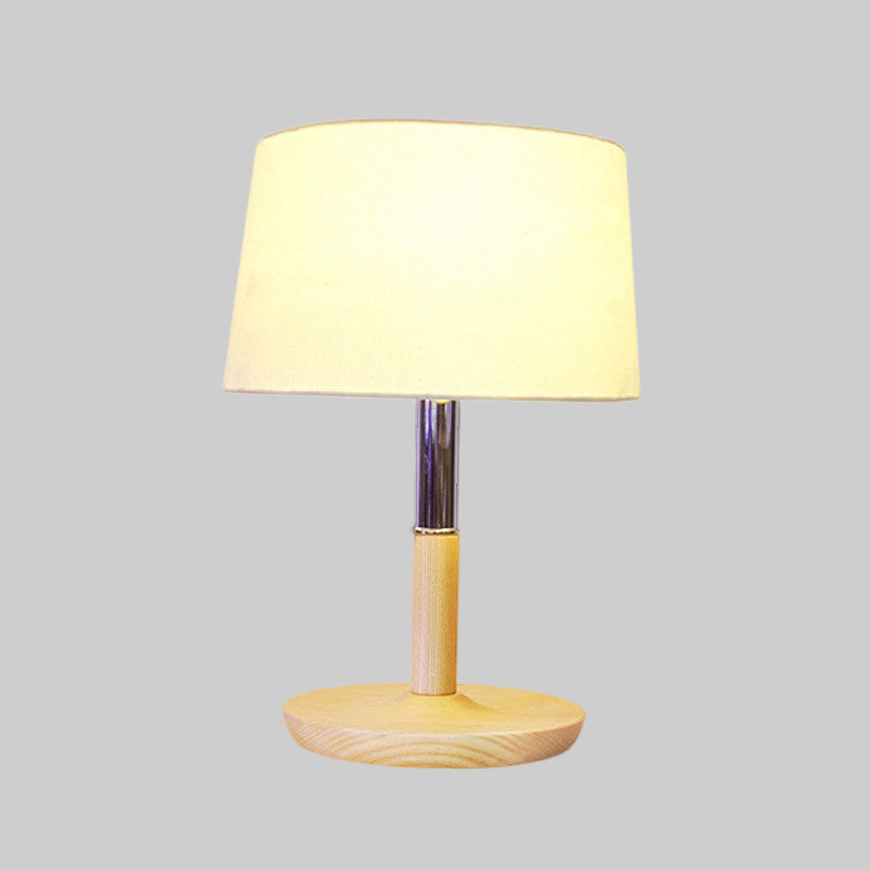 Drum Shade Task Lighting Modernism Fabric 1 Bulb Reading Lamp in White for Study Clearhalo 'Lamps' 'Table Lamps' Lighting' 402113