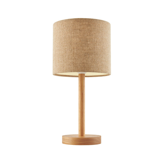 Straight Sided Shade Desk Light Modernist Fabric 1 Head Nightstand Lamp in Flaxen Clearhalo 'Lamps' 'Table Lamps' Lighting' 402127